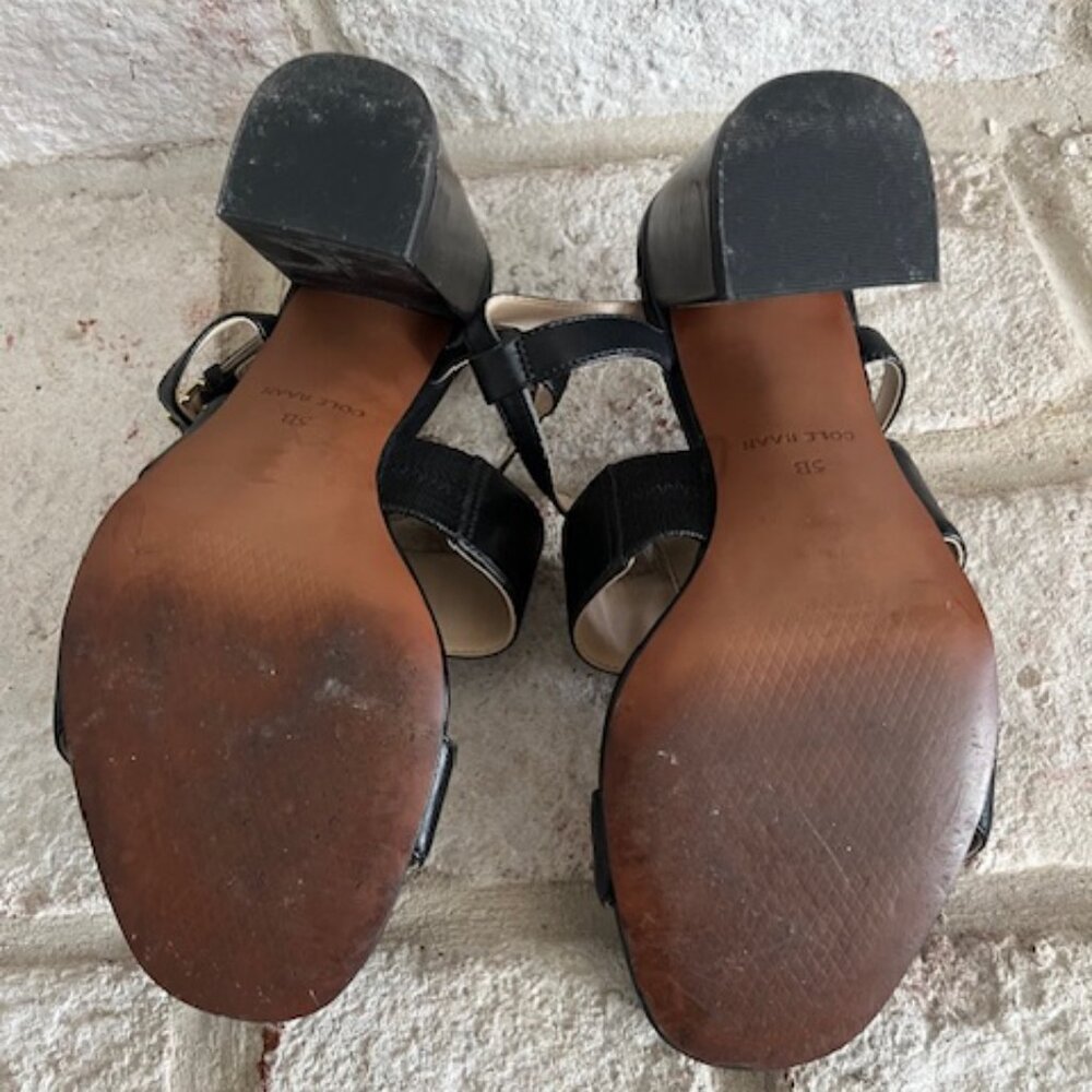 Black Cole Haan Strappy High Block Heel Sexy Sandal 5M Excellent Condition - Picture 4 of 4